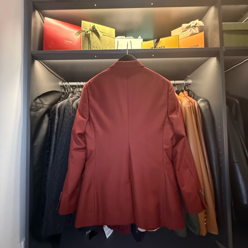 Men’s Topman Skinny Fit Burgundy Suit - Picture 4 of 8